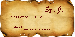 Szigethi Júlia névjegykártya