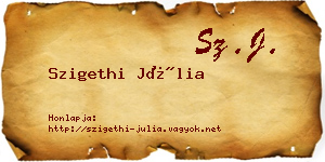 Szigethi Júlia névjegykártya